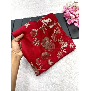 ผ้าส่าหรีผ้าบางเนื้อนิ่มปักลายสวยงามสำหรับเสื้อผ้าอินเดียแบบดั้งเดิม - Product Image 1