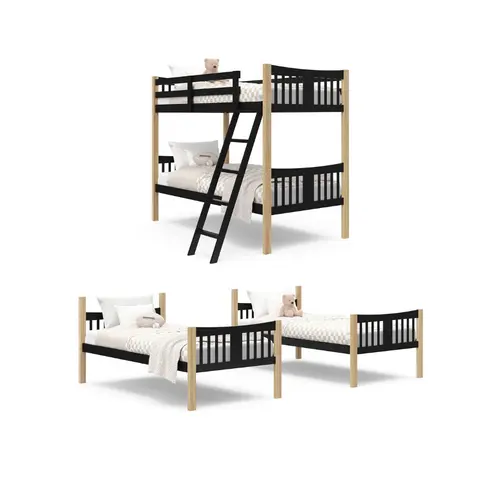 GOODFRIENDSHIP Precio barato Twin-Over-Twin Litera con escalera, se convierte en 2 camas individuales para niños