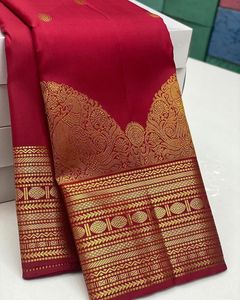 高級デザイナーPure Banarasi銅ザリ織りソフトシルクサリーウェディングパーティーインド製リネンから女の子用