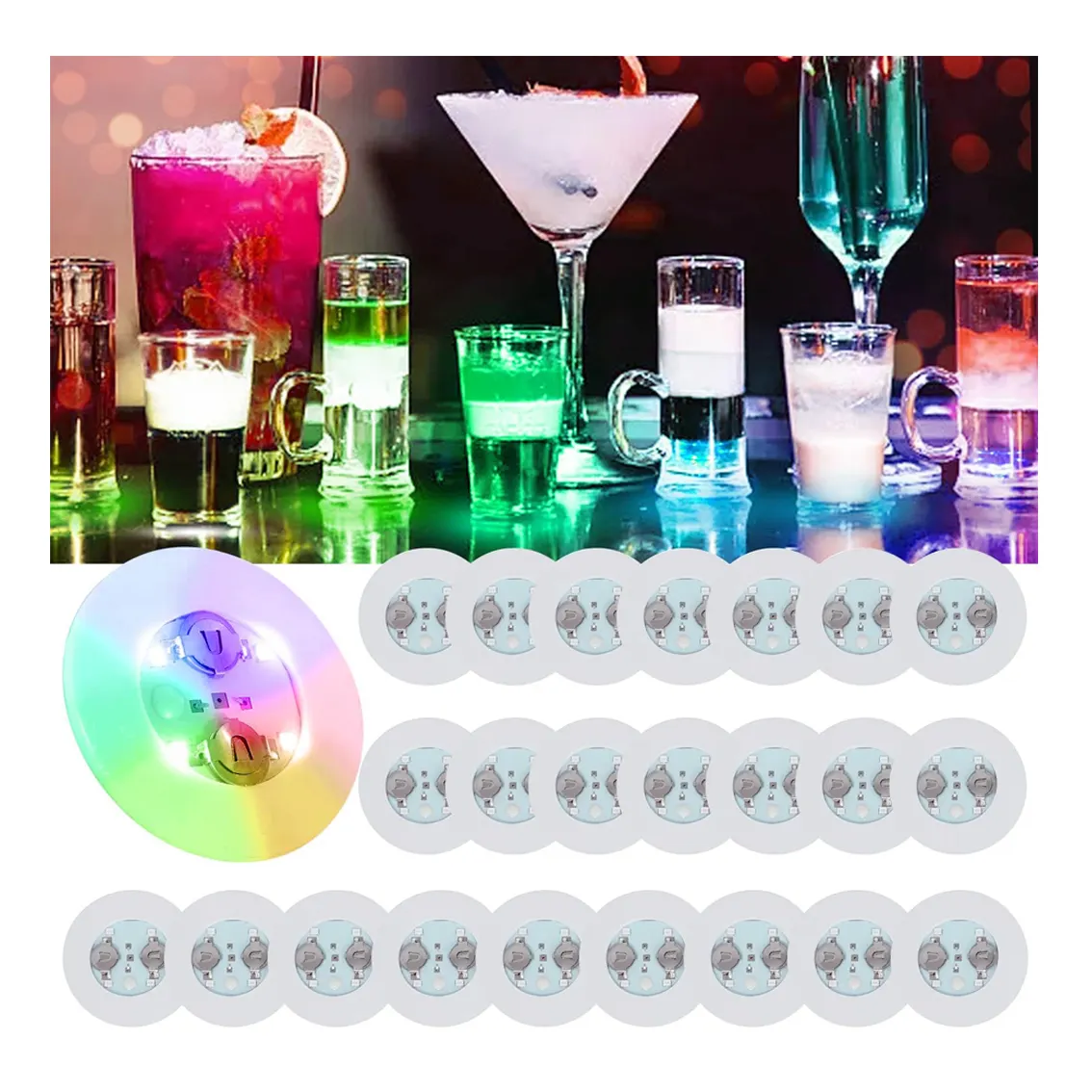 Light Up Party Aangepaste Cups Knipperende Mat Bar Fles Coaster Party Decoratie Sticker Eva Led Coaster