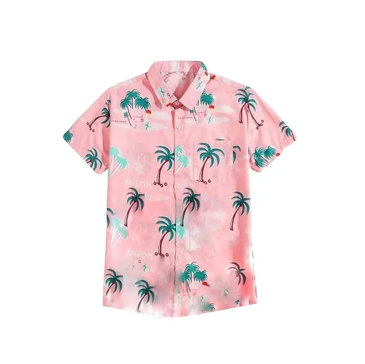 Camicia da uomo stampata Casual da spiaggia all'ingrosso a buon mercato prezzo Outlet di fabbrica da uomo Hawaii Plus Size camicia da spiaggia da Bangladesh