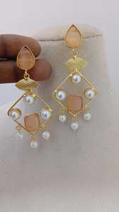 Серьги-подвески с геометрическим жемчугом - Product Image 4