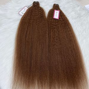 卸売ヘアベンダーバージンバンドルバルクバージンキンキーストレートエクステンション、ダブルドローレミーダークブラウンヘアエクステンション - Product Image 2