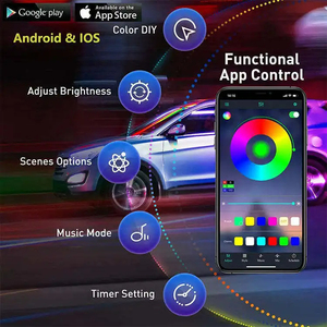 6m 5 In 1 App kontrol esnek Rgb Led araç İç atmosfer ışığı 12V renkli sensör El Neon uzaktan kumanda şerit işık - Product Image 6