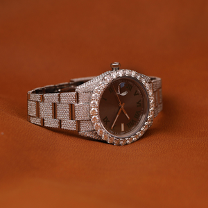 Mắt người đàn ông hấp dẫn của sang trọng thời trang cao cấp vvs 1 rõ ràng moissanite kim cương Studded hoàn toàn Iced ra thạch anh Đồng hồ - Product Image 4