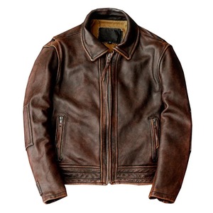 גברים עור אמיתי מעיל וינטג חום 100% cowhide מעיל אופנה רזה בגדים מזדמנים ללבוש מזדמנים