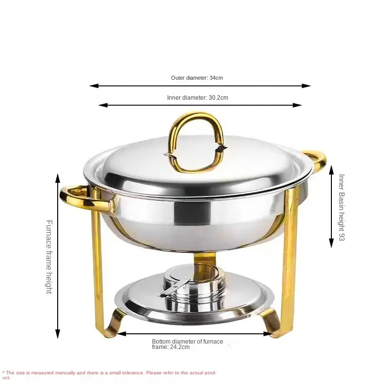 New arrivals Round Chafing Dish Food Warmer Buffet Stove Dish Stainless Steel Tray Buffet Catering 4.5L