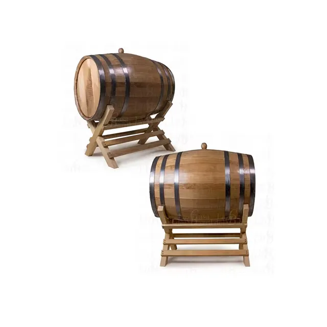 Barril de tequila de 200 litros com acabamento em laca de madeira com borda preta de melhor qualidade disponível a baixo preço