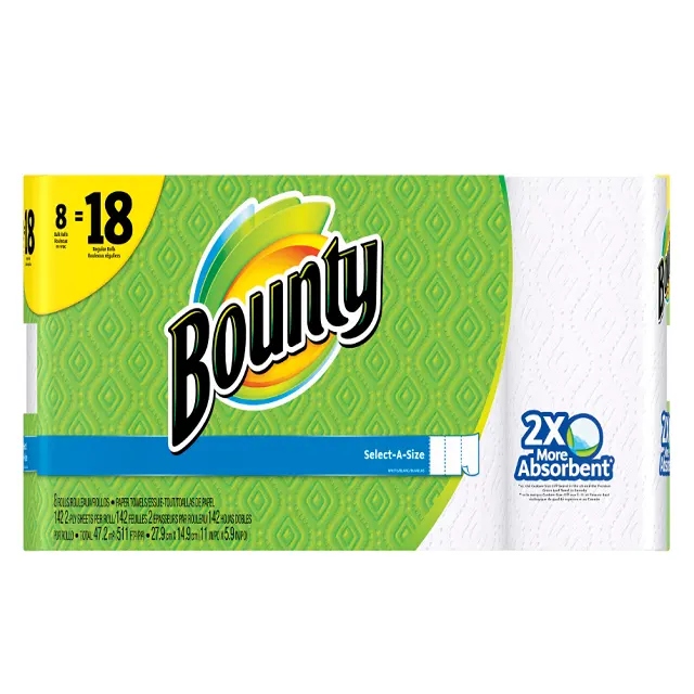 La mejor oferta en toallas de papel de 2 capas de tamaño auténtico Bountys de la mejor calidad, 8 rollos blancos sellados de fábrica