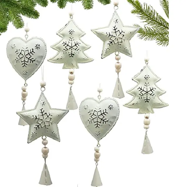 Pedante de metal em formato de estrela de arco de casa, ornamento de pendurar para decoração de natal e estrela