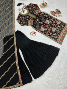 Suethnic en iyi etnik koleksiyon payetli Sharara ekstra kollu ve Dupatta toptan tasarımcı Sharara seti ile Set - Product Image 5