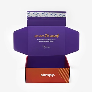 Tùy chỉnh in với vàng dập có thể tái chế sóng dây kéo hộp bưu phẩm dễ dàng-mở vận chuyển Hộp quà tặng với Tear Strip - Product Image 3