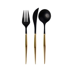 高品质4件套银器餐具，带红色手柄餐具，用于派对 - Product Image 3