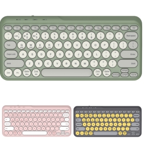 Lindo teclado colorido teclado de máquina de escribir retro con teclas redondas, teclado de computadora USB para PC, computadora portátil, escritorio, Windows - Product Image 1
