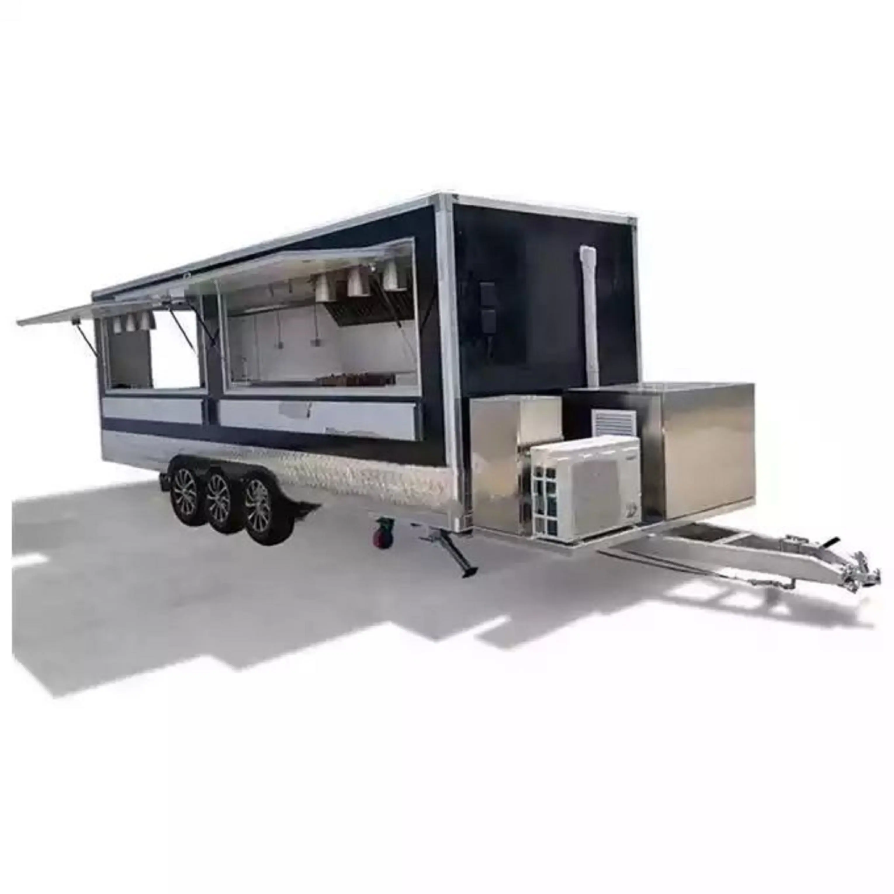 Caminhão de alimentos padrão, caminhão móvel para alimentos rápidos, reboque de carrinho de cozinha personalizado americano