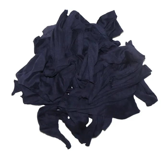 Tejido azul marino de alta calidad, trapos y residuos de corte, 100% algodón, desecho textil