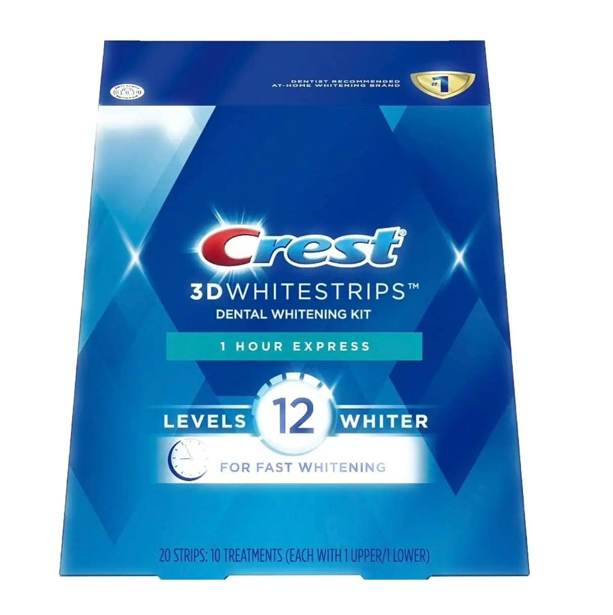 Crest 3D Whitestrips satın 1 saat ekspres diş beyazlatma şerit kiti 20 şeritler 10 sayım paketi