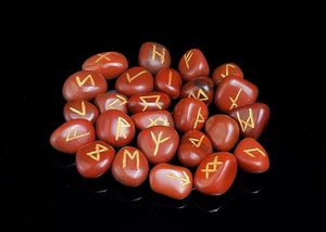 Kırmızı jasper kristal Rune Set doğal Wicca enerji taşı için koruma ve sezgi Reiki meditasyon viking rune - Product Image 2