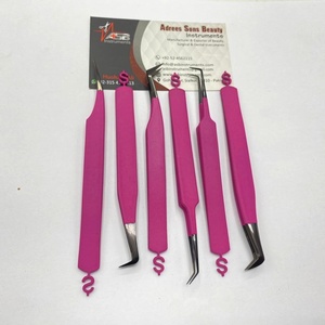 Hot Màu Hồng Nhật Bản Bền Vững Thép Tùy Chỉnh Lông Mi Mở Rộng Nhíp Matte Màu Tráng Đô La Dấu Hiệu Sợi Tip Lash Nhíp - Product Image 5