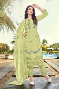 LATEST CHINON EMBROIDERY SEQUENCE WORK TOP <strong>BOTTOM</strong> WITH DUPATTA RED - Product Image 4