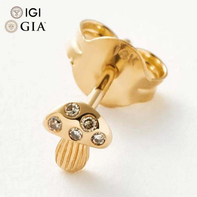 IGI GIA Certificated CVD Lab Made Created Grown Diamond 14K 18K Solid Gold Stud Hoop Earrings Mushroom Solitaire Stud Earrings