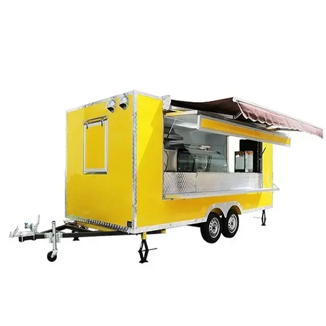 Aço inoxidável cachorro-quente pizza pequeno café sorvete vending carrinho restaurante móvel rápido Airstream food trailer caminhão para venda