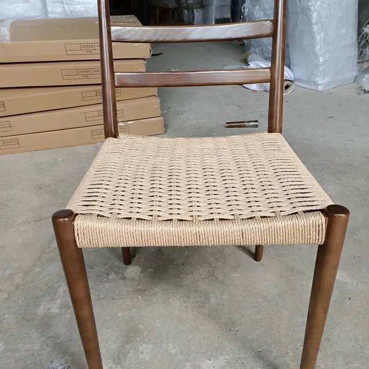 Silla de comedor tejida con marco de madera, asiento de cuerda trenzado tradicional de Desh Bign, de fabricantes VN, el más vendido en la parte superior