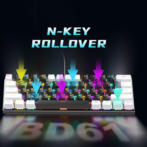 Interruptor de teclado portátil 60 por ciento Hot Swable RGB retroiluminado Outenu interruptor rojo compacto 61 teclas Mini Teclado mecánico para PC Mac