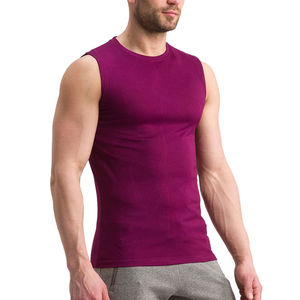 Top Quality Tank Top Homens O Pescoço Cor Sólida Mens Musculação Tank Top Tecido Respirável Workout <span class=keywords><strong>Plain</strong></span> Gym Fitness Vest Stringer