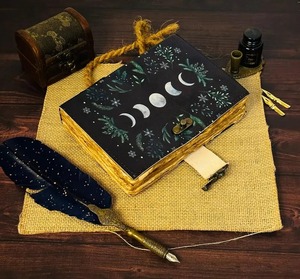 A5 Grimorio dergisi güneş ay boş büyü cadı kitabı gölgeler deri Sketchbook dizüstü erkekler için hediye - Product Image 2