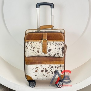 2025 Trending Travel Luggage High Quality <strong>100</strong>% Genuine Cowhide Leather <strong>Trolley</strong> Travel Luggage Suitcase Travelling Bag for Unisex - Product Image 1
