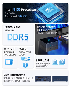 Intel N100/N150มินิพีซีคู่2.5G LAN HD-MI2.1 4K @ 60Hz 1 * DP 4K USB3.2 * 2 USB2.0 * 2สำหรับธุรกิจบ้านคอมพิวเตอร์แล็บใหม่ AU US CN EU - Product Image 6