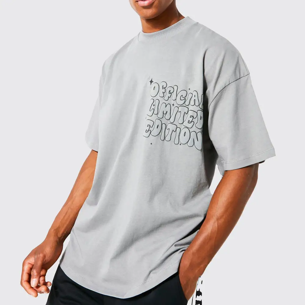 Yüksek kalite özel tasarım T Shirt yuvarlak boyun 3D puf baskı Tshirt premium kalite yeni stil puf baskı t-shirt