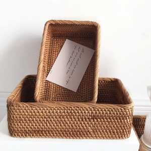 Vietnam dokuma Rattan depolama Bin sepet içinde el yapımı, gıda ve meyve Rattan mutfak depolama, rustik organizatör ve ekran kutusu - Product Image 1