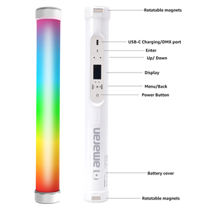 Amaran PT Series PT1C PT2C PT4C RGB Full Color Pixel Tube <strong>Light</strong> 2700-10000K 180 Degree Beam Angle Video Lamp APP Control - Product Image 4