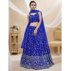 เซ็ตผ้าจอร์เจียปักเลื่อมสำหรับเสื้อผ้าอินเดียชุดโชลี่ lehenga จากผู้ค้าส่งอินเดีย - Product Image 1