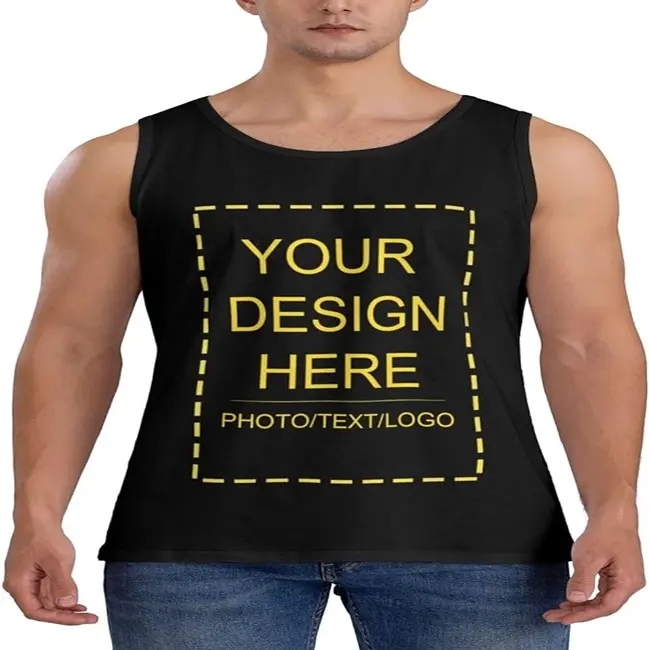 Camiseta sin mangas personalizada para hombre, transpirable, sostenible, con foto personalizada, diseño de logotipo, camiseta con función anticontracción