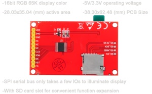 ST7735S 1,8-Zoll-TFT-LCD-SPI-Modul 128x160-Display mit SD-Steckplatz für Mikrocontroller-Projekte