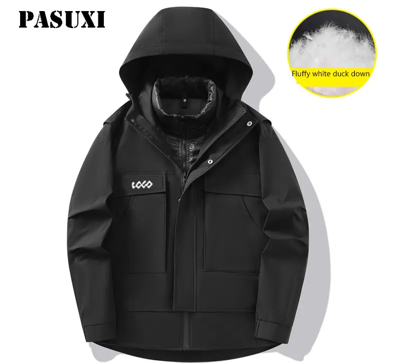 PASUXI Wholesale Winter Men Women Fleece Hooded Jacket Outdoor Plus Size Thickened Padded Couple Puffer Jackets