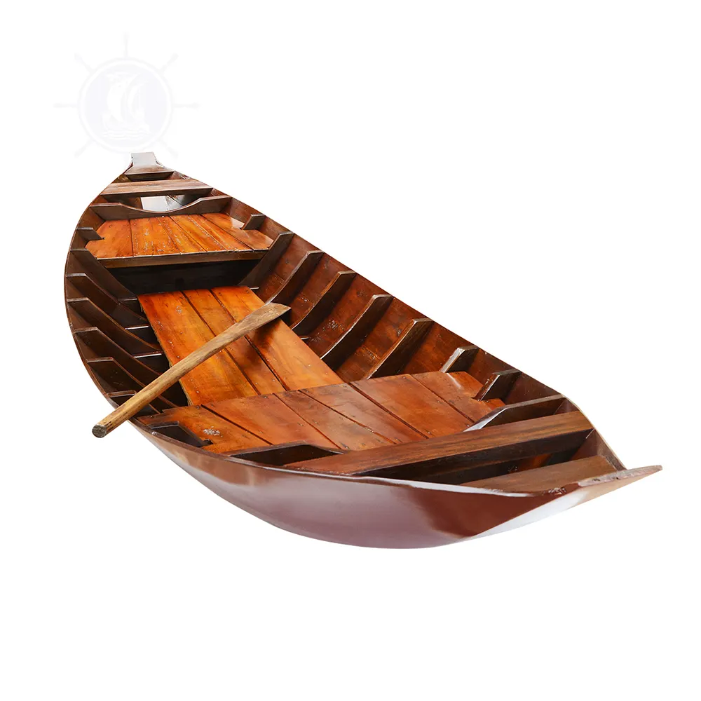 小さな東南アジアサンパンボートレッドボトム10 'パドル付き湖手作り木製ボートカヤック/カヌー
