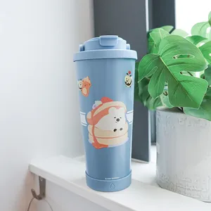 [KiKi QUOKKA] HAPI Waffle tarzı sağlıklı ve çevre dostu içme için 710ml paslanmaz çelik pipetli bardak - Product Image 2
