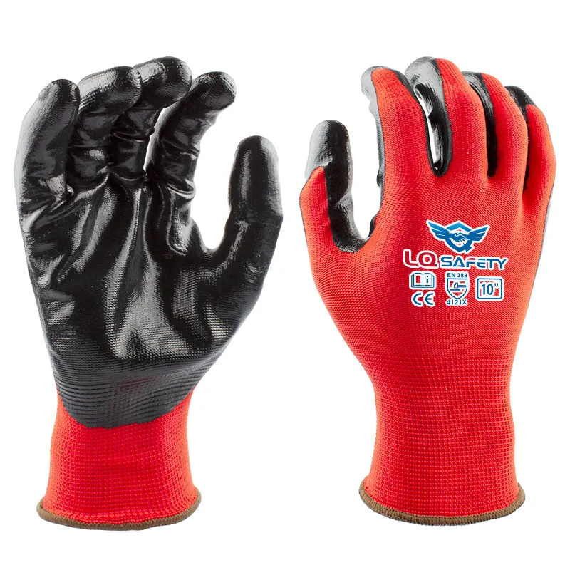 Doublure en polyester des gants 13G avec des gants de doigts enduits de nitrile lisse pour le jardin