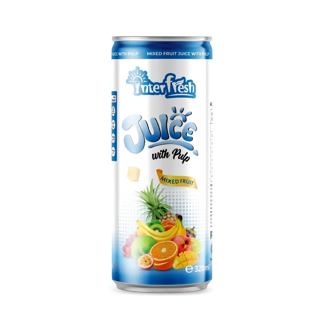INTERFRESH 200ml Lata de suco de frutas coquetel tropical 25% Bebidas Novo Design Purê Produtos OEM Suco misto Bebida feita no Vietnã
