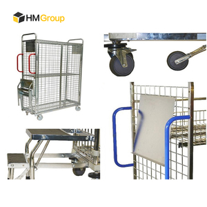 Customized <strong>3</strong> Side Metal Steel Order Multi-layer Warehouse Order Picking <strong>Trolleys</strong> with Steps - Product Image 4
