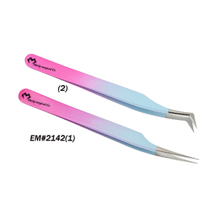 最新设计的不锈钢纸涂层绿色睫毛镊子，尖 - Product Image 4