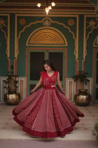 Hint ihracat kalite Modern tarzı giyim ağır Rayon Lehenga Choli & Dupatta Gota Patti dantel ve satılık baskılı çalışma ile - Product Image 5