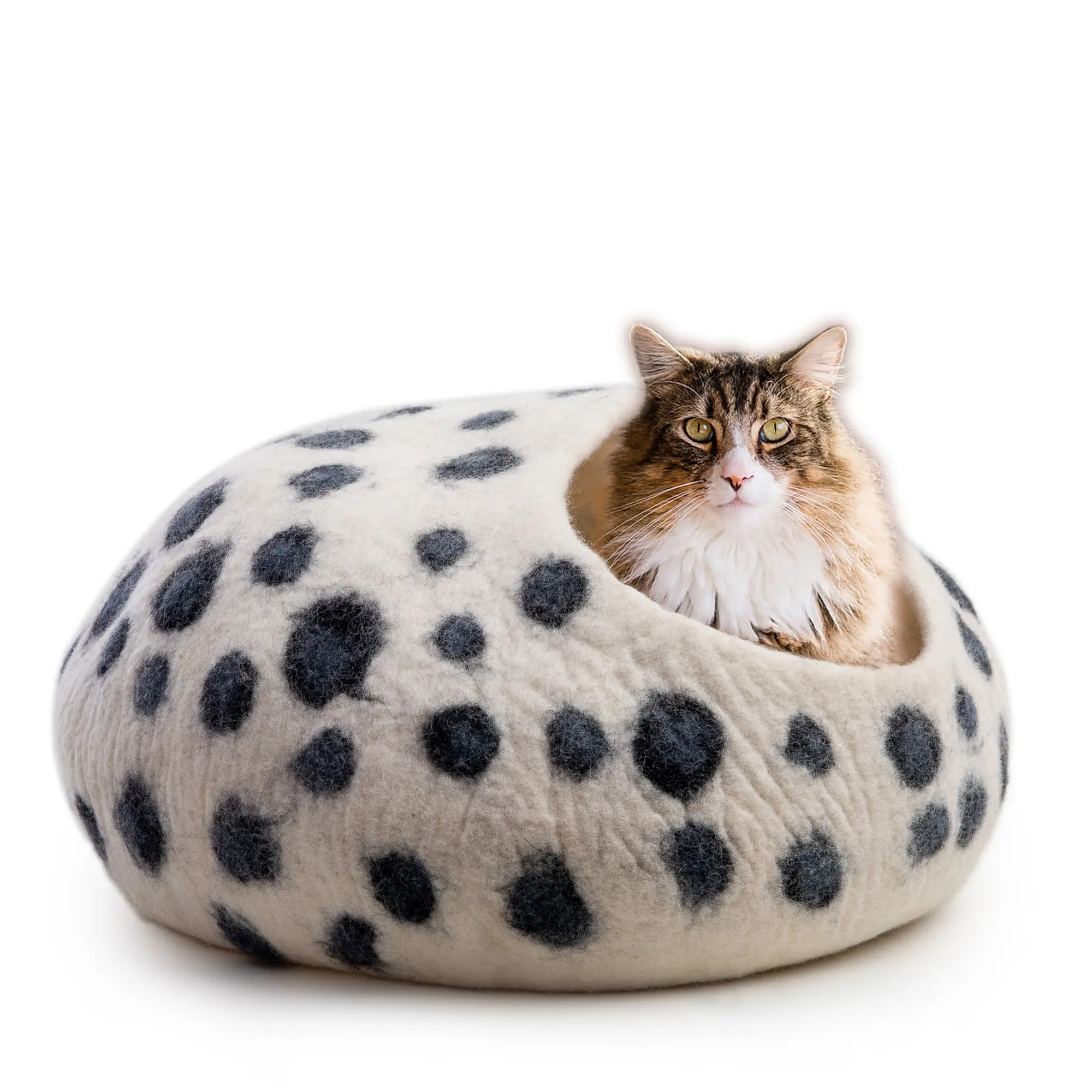 Cama Cueva de gato de lana de fieltro hecha a mano: perfecta para gatos grandes y entusiastas de los gatos