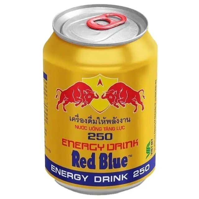 Bebida energética OEM ODM, refrescos de marca, rojo y azul, saludable, energía Natural, 250ml, 330ml, venta al por mayor