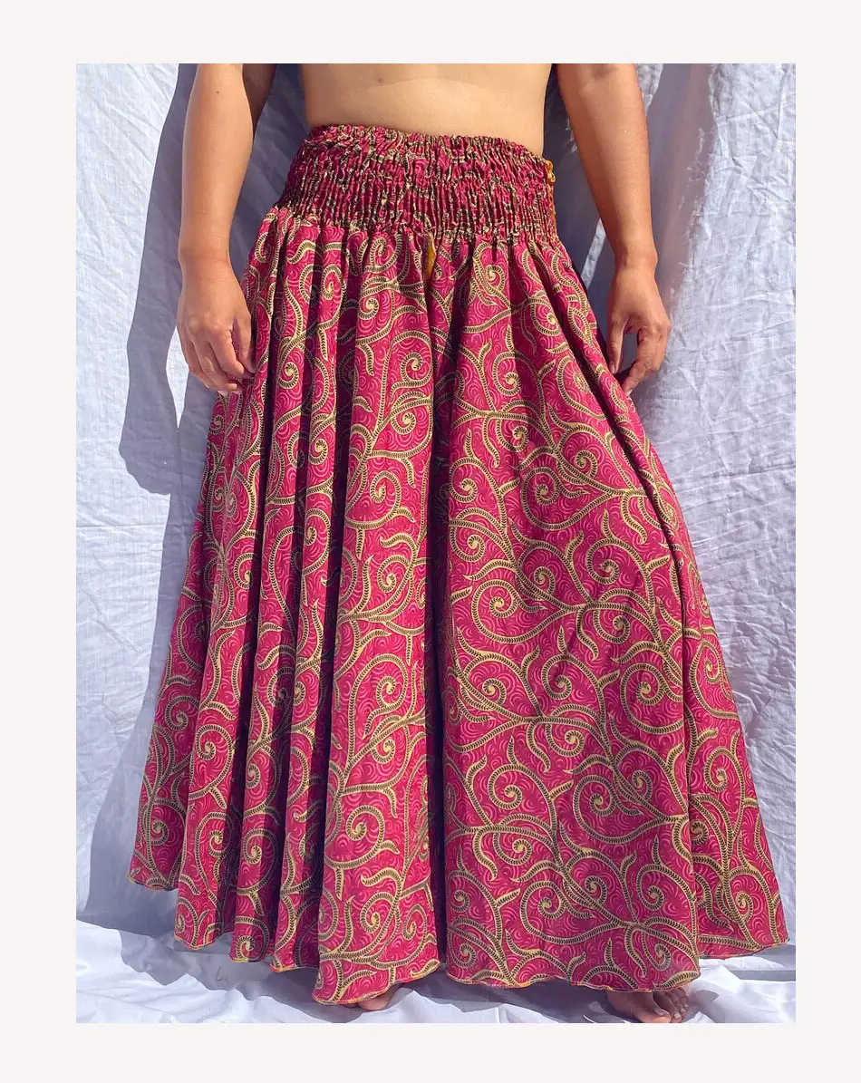 El yapımı ipek geniş bacak pantolon, kadınlar için Boho hippi etek pantolon, Bohemian Maxi etek pantolon Sari ipek Palazzo pantolon