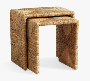 Braided Natural Water Hyacinth <strong>Rectangular</strong> Home <strong>Nesting</strong> Side <strong>Tables</strong>, Coffee Tea <strong>Table</strong> Handmade - Product Image 5